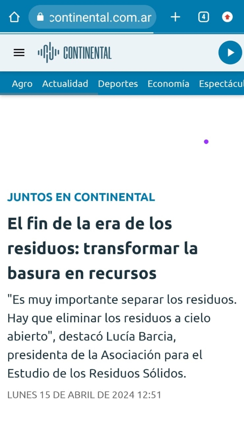 Dra. Barcia: &quot;Es muy importante separar los residuos. Hay que eliminar los residuos a cielo abierto&quot;